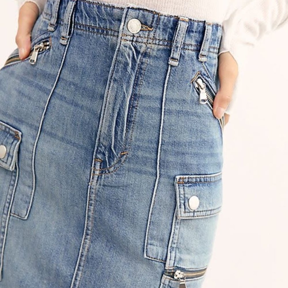 NWT Free People Blue Denim mini Skirt